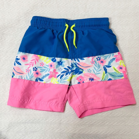 Tommy Bahama boys swim trunks size 5 - navy/pink/floral, sz S - Picture 1 of 11
